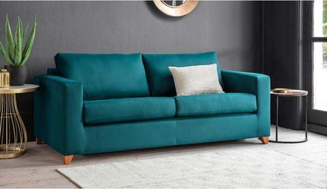 How To Decorate With A Teal Sofa | Blog | Darlings of Chelsea Teal Sofa Grey Walls, Teal Sofa In Kitchen, Teal Sofa Colour Scheme, Teal Green Sofa, Conservatory Playroom, Decorating 2023, Colourful Sofa, Teal Sofa Living Room, Sofa Colour Combinations