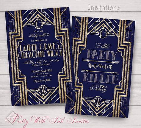 Wedding, Sweet 16, Engagement, Shower Invitations: Roaring 20s, Gatsby, Navy and Gold. Samples/Digital Files/Printing Available Roaring 20s Invitation, 20s Invitation, Gatsby Sweet 16, Roaring 20s Birthday, Monogram Invitation, Great Gatsby Theme, Gatsby Theme, Great Gatsby Party, Facebook Banner