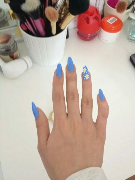 Funky Nail Art, 2024 Ideas, Almond Nail, Cute Gel Nails, Blue Daisy, Funky Nails, Nails Inspo, Flower Nails, Blue Nails