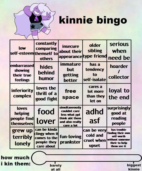 alright last one for tonight bc i am draaaaaained okay so credit goes to @strawberrymilkxoxo ty for the outstanding template 🙏 Amethyst Steven Universe, Kinnie Bingo, About Me Template, Bingo Template, Writing Inspiration Tips, Giving Up On Life, How To Read People, Bingo Board, Comic Drawing