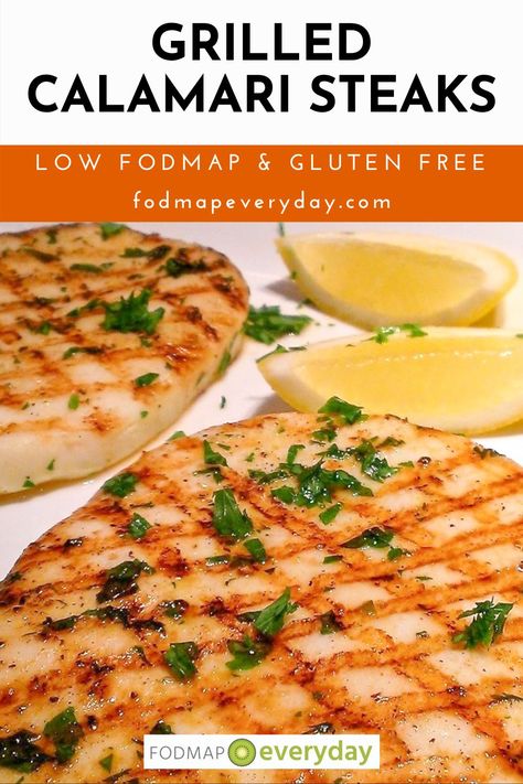 Grilled Calamari Steak Recipe, Low Fodmap Dinner, Fodmap Dinner, Grilled Calamari, Calamari Recipes, Easy Steak Recipes, Dinner Plans, Cooking Recipes Healthy, Gluten Free Recipes For Dinner