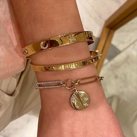 Foundrae Fine Jewelry on Instagram: “The bottom bracelet is our extended clip with a diamond link. On it is soldered a baby resilience medallion. It is so important,…” Extended Clip, Cartier Love, Jewelry Bracelet, Cartier Love Bracelet, Love Bracelets, Soldering, Jewelry Bracelets, Fine Jewelry, Bangles