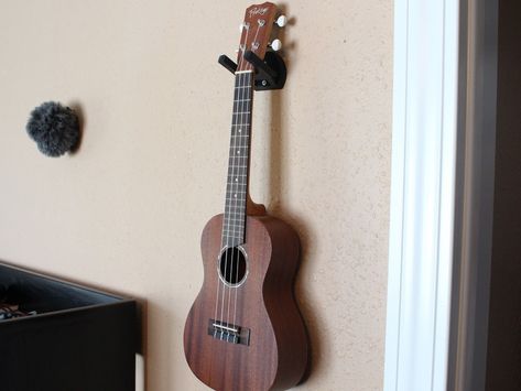 Ukulele/Guitar+Wall+Mount+by+ThndrBot007. Ukulele Wall Mount, Guitar Wall Mount, Home Recording Studio, Guitar Wall, Hanger Hooks, Ukelele, Mandolin, Recording Studio, Support Mural