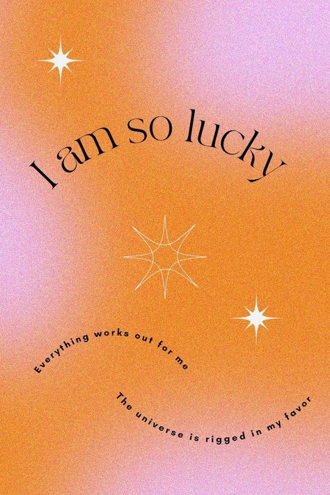 Afirmations On Wallpaper Pink, Affirmation Wallpaper Ipad, I Am Lucky Wallpaper, Pink Stars Aesthetic, Lucky Girl Syndrome Wallpaper, Lucky Girl Wallpaper, Lucky Girl Syndrome Affirmation, Aesthetic Manifestation Wallpaper, Pink Orange Aesthetic