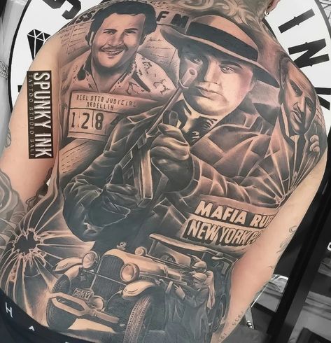 Gangster mafia tattoo Italian Mafia Tattoo, Italian Mafia Tattoo Design, Maffia Tattoo, Al Capone Tattoo, Mafia Tattoo, Rug Tattoo, Tattoo Mafia, Gangster Tattoo, Bali Tattoo