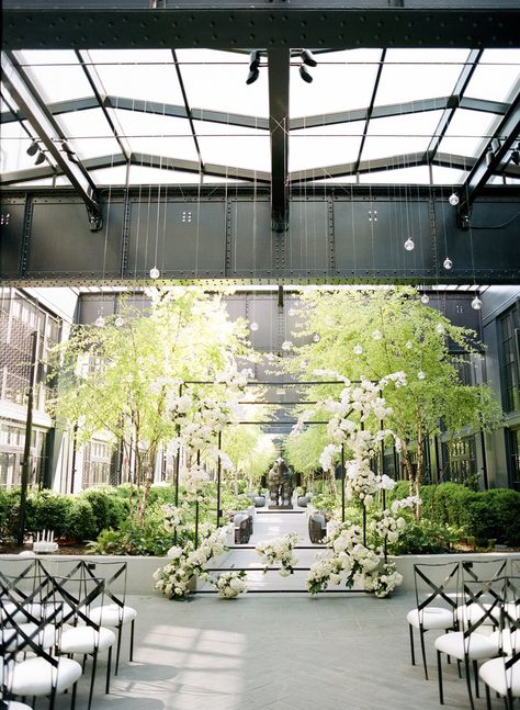 This modern monochromatic wedding at the Sagamore Pendry Hotel in Baltimore is all about the geometric shapes. Industrial meets sophistication with the perfect blend of metals and crisp white florals like orchids and hydrangeas. Minimal Wedding Reception, Classic Wedding Ceremony, Wedding Ceremony Photography, Bride Aesthetic, Monochromatic Wedding, Ceremony Photography, Dresses For Spring, Wedding Reception Ideas, Modern Wedding Decor