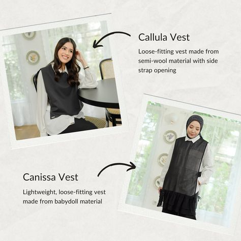 This vest is a game-changer for our Hari Raya outfit! So versatile and stylish. Which one is your favorite? Callula Vest or Canissa Vest? Shop ASENA collection at #JENAHARASTORE @kotakasablanka, @pondokindah.id, @grandmetropolitan or www.jenahara.com #everydaywithJENAHARA #RAYACOLLECTION Hari Raya Outfit, Raya Outfit, Hari Raya, Which One Are You, Game Changer, On Instagram, Quick Saves, Instagram