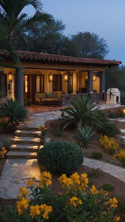 Create Magic: 15 Modern Hacienda Style House Inspirations - Fads Hacienda Style House, New Mexico Style Home, Mexican Home Interior, Spanish Style Exterior, Mexico House Ideas, Modern Hacienda, Spanish Style Architecture, New Mexico Style, Stud Farm