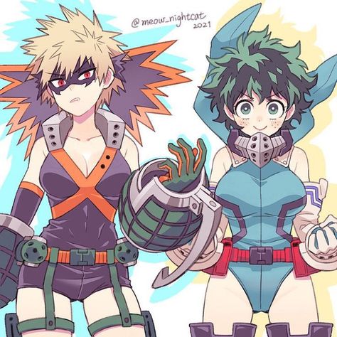 Bakugo Genderbend, Mha Genderbend, Female Izuku, Gender Bend, My Hero Academia Costume, My Hero Academia Shouto, Buko No Hero Academia, Character Design Animation, Anime Crossover