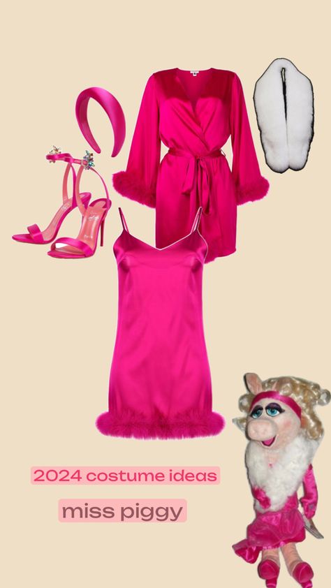 Piggie Costume, Miss Piggy Halloween Costume, Miss Piggy Costume, Piggy Costume, Piggy Muppets, Miss Piggy Muppets, Couples Halloween Outfits, Miss Piggy, Couple Halloween