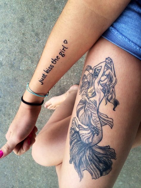 My very own mermaid tattoo! Mermaid Hip Tattoo, Mermaid Back Tattoo, Mermaid Thigh Tattoo, Calf Tattoos For Women, Shin Tattoo, Hip Tattoos, Hip Tattoos Women, Mermaid Tattoo, Mermaid Tattoos