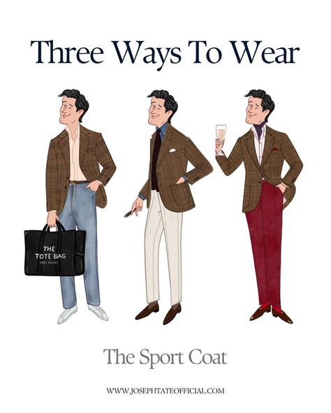 Joseph Tate | It's Monday again, gentlemen, and we bring to you another episode from our weekly series, 'Three Ways to Wear,' where we unveil three… | Instagram The Gentlemen Series, Casual Blazer Outfits Men, Men Fashion Suit, It's Monday Again, Sport Jacket Men, Blazer Outfits Men, Gentleman Outfit, Monday Again, Man Dressing Style