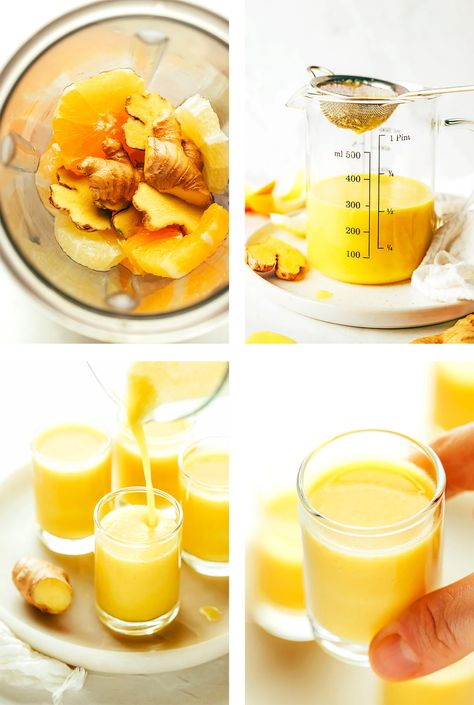 Ginger Shots Recipe, Easy Shot Recipes, Nice Drinks, Ginger Shot Recipe, Lemon Shots, Ginger Shots, Ginger Shot, Ginger Benefits, Gimme Some Oven