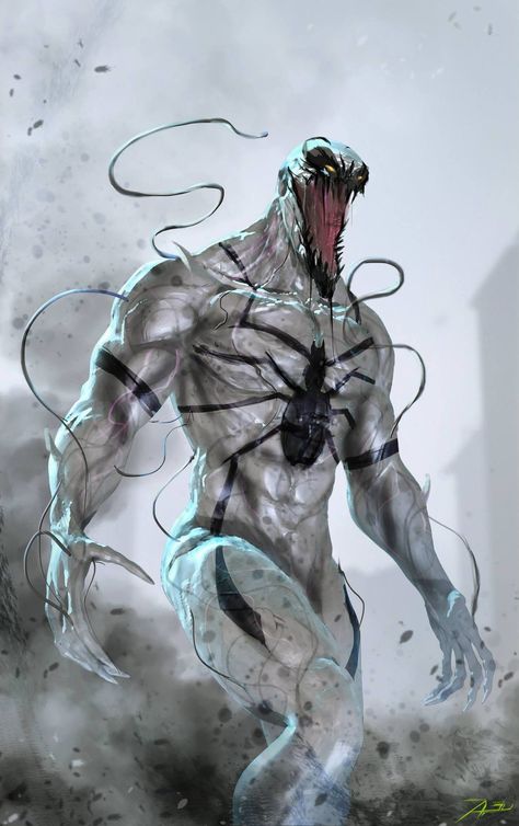 Anti-Venom - by Adan Ali | #comics #marvel #antivenom Anti Venom, Venom, A Man, Running, White, Black