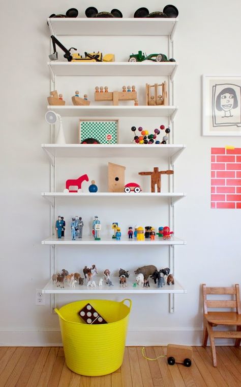 Designer Abby Low lives with her husband and two sons in this… New Jersey House, Ikea Algot, Cup Of Jo, Shelving Design, Room Kids, White Rooms, Wall Mounted Shelves, House Tour, Kid Spaces