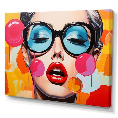 Pop Art Bubble, Retro Portrait, Retro Pop, Fashion Wall Art, Cafe Bar, Framed Canvas Art, Portrait Art, Art Store, Floating Frame