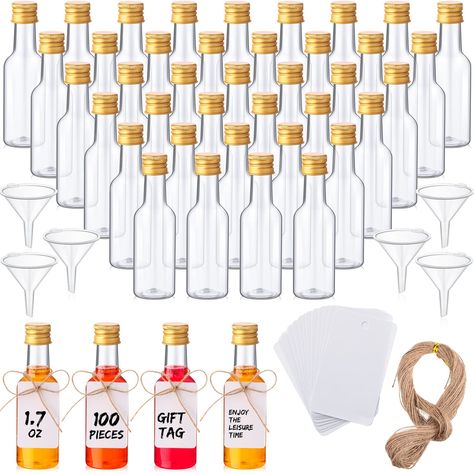 PRICES MAY VARY. Package Includes: you will receive 100 pcs mini liquor bottles, 100 pcs kraft labels, 6 pcs liquid funnels, 1 roll of rope about 65 ft long; The funnel prevents overflow, and can help you accurately pour liquid or powder into the bottle, the gift tags and ropes can be customized by yourself to display various meanings and meet your needs Leakproof Cap Design: these small plastic shot bottle with gold screw caps, which will fit nicely with the bottle when properly tightened, form Mini Liquor Bottle Bouquetnapkin Rings, Alcohol Wedding Favors Zazzle, Empty Wine Bottles Have Stories, Wedding Party Favors Shot Glass, Crown Royal Bottle Wedding Centerpiece, Wedding Table Setting Wine Bottles, Dollar Tree Wedding Party Favors, Mini Liquor Bottle Gifts, Fun Favors For Adults