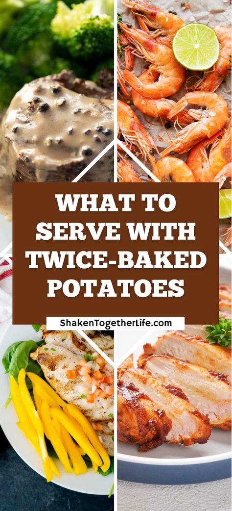 Wondering what to serve with twice baked potatoes? These 15 dishes are perfect for pairing with this hearty side. What Goes With A Baked Potato, What To Eat With Twice Baked Potatoes, Meals With Baked Potatoes As Sides, What Goes Good With Baked Potatoes, What To Eat With Baked Potatoes, What To Serve With Baked Potatoes, What Goes With Baked Potatoes, Baked Potato Meal Ideas, Recipe For Twice Baked Potatoes