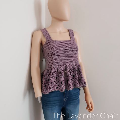 Falling Fans Tank Top Crochet Pattern - The Lavender Chair Crochet Girlies, Crochet Tanks, Tank Top Crochet Pattern, Random Crochet, Lavender Chair, The Lavender Chair, Tank Top Crochet, Crochet Apparel, Beau Crochet