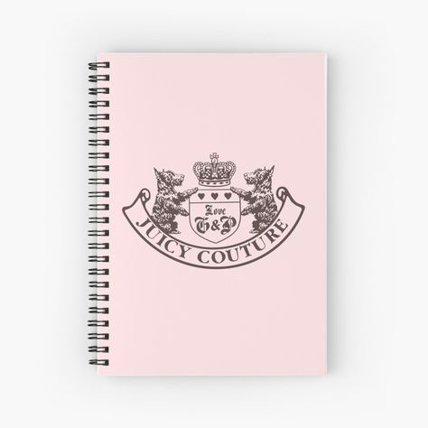 Aesthetic Spiral Notebook, Y2k School Supplies, Y2k Notebook, Spiral Notebook Aesthetic, Couture Embellishment, College Notebook, Pink Academia, Tee Shirt Outfit, Y2k Juicy Couture