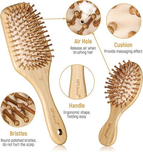 BFWood 4 in 1 Bamboo Hair Brush Set, Eco-Friendly Wooden Hair Brushes and Combs Set for All Types of Hair in Family : Amazon.co.uk: Beauty Bamboo Hair Brush, Wooden Hair Brush, Clean Hairbrush, All Types Of Hair, Hair Growth Spray, Hair Brush Set, Wooden Brush, Types Of Hair, Paddle Brush