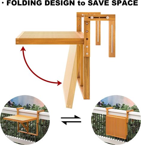 Interbuild Toronto Balcony/Deck Table 28'' x 24'', Foldable, for Railings