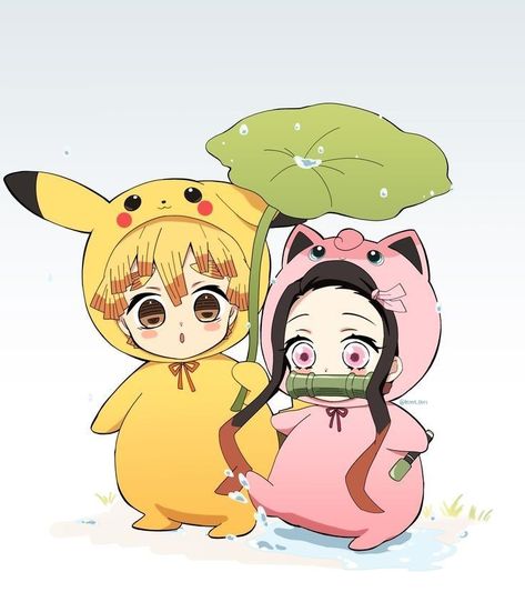 Zenitsu Art, Nezuko And Zenitsu, Cute Nezuko, رورونوا زورو, Cute Pokemon Wallpaper, Demon King Anime, Anime Crafts, Anime Family, Anime Baby