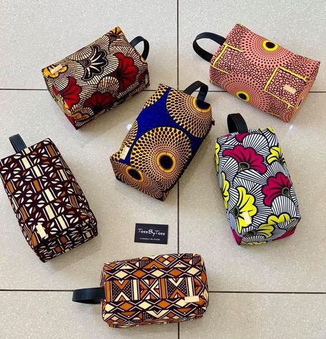 African Fabric Accessories, African Print Shoes, Wax Kit, Ankara Bags, African Inspired Decor, African Bag, African Crafts, African Accessories, African Dresses For Kids