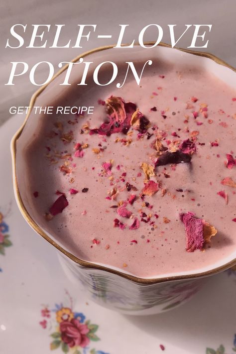 Witchy Recipes Food, Potions Recipes Witchcraft, Love Potion Recipe, Witchy Recipes, Types Of Pink, Moon Milk Recipe, Elixir Recipe, Witch Kitchen, Kitchen Witch Recipes