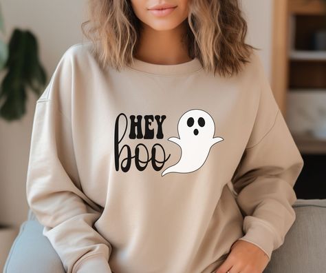 Hey Boo Sweatshirt Womens Halloween Sweatshirt Fall Crewneck - Etsy Cute Halloween Costume, Fall Crewneck Sweatshirt, Ghost Sweater, Fall Crewneck, Ghost Tee, Hey Boo, Stay Spooky, Funny Ghost, Halloween Sweater