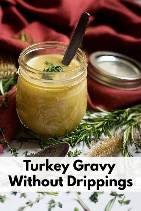 This is hands down the best turkey gravy recipe ever! You can make turkey gravy without drippings in just a few minutes and say goodbye to store-bought gravy! #turkeygravy #gravyrecipe #thanksgivingrecipe #homemadegravy #thanksgiving #gravywithoutdrippings Thanksgiving Gravy Without Drippings, Gravy Recipe Without Drippings, Turkey Gravy Without Drippings, Thanksgiving Gravy Recipes, Brown Gravy Recipe Easy, Turkey Giblet Gravy, Best Gravy Recipe, Gravy Without Drippings, Easy Homemade Gravy