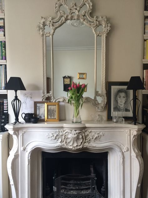 London Townhouse Aesthetic Interior, London Townhouse Bedroom, Mantelpiece Ideas, London Townhouse Interior, Mantelpiece Decor, Townhouse Interior, London Townhouse, Dream House Interior, Room Makeover Inspiration