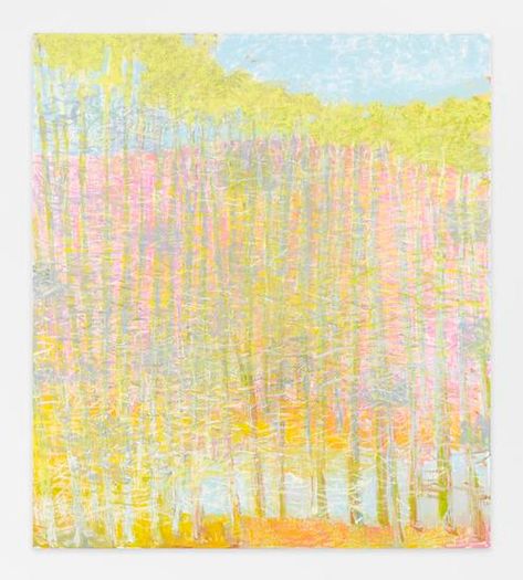 Wolf Kahn, Yellow Fields, Yellow Tree, White Sky, Green Bottom, Grey Skies, White Barn, White Tree, Abstract Landscape Painting