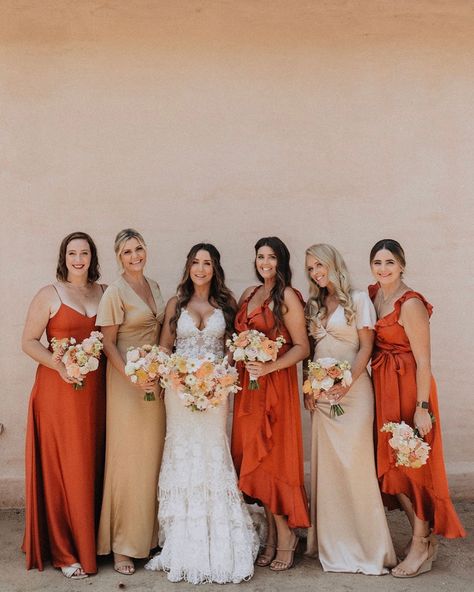 Orange Champagne, Burnt Orange Bridesmaid Dresses, Mumu Wedding, Orange Bridesmaid, Orange Bridesmaid Dresses, Champagne Bridesmaid, Gold Bridesmaid Dresses, Champagne Dress, Gold Bridesmaids