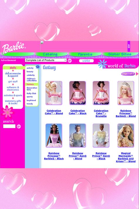 #barbie #mattel #y2k #website #webcore #catalog Y2k Website, Website Aesthetic, Barbie Website, Cheetah Print Wallpaper, Y2k Design, Instagram Queen, Barbie Mattel, Aesthetic Pink, Rainbow Cake