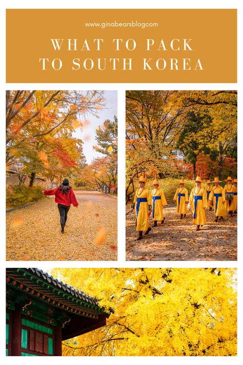 Packing For Korea Fall, Asian Travel Outfit, Korea In October, Outfits For Korea Trip, Fall Travel Packing, South Korea Packing List, Korea Packing List, Spring Korea, Fall Packing List