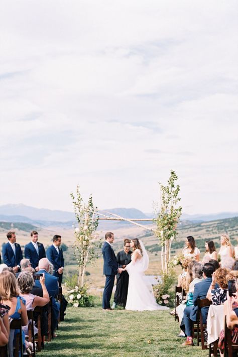 Simple, rustic wedding ceremony set-up with mountain views at Lucky 8 Ranch in Steamboat Springs, Colorado. Brought to life by Planner- Calluna Events, Florist- Lale Florals and Photographer- Ashley Sawtelle. Steamboat Wedding, Simple Rustic Wedding, Steamboat Springs Colorado, Rustic Wedding Ceremony, Wedding View, Steamboat Springs, Wedding Ceremony Ideas, Ceremony Ideas, Steam Boats