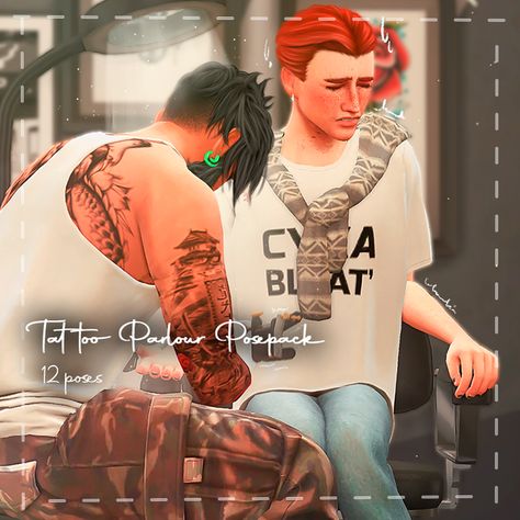 Tattoo Parlour Posepack | Lavander.s4 on Patreon Sims 4 Tattoo Poses, Tattoo Poses, The Sims 4 Tattoo, Random Poses, Around The Sims 4, Sims 4 Tattoos, 4 Poses, Cc Furniture, 4 Tattoo