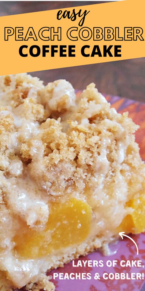 Crumb Cake Recipe, Peach Pie Filling, Cake Mug, Peach Cobbler Easy, Dessert Cake Recipes, Coffee Cake Recipes, Peach Recipe, Crumb Cake, Piece Of Cake