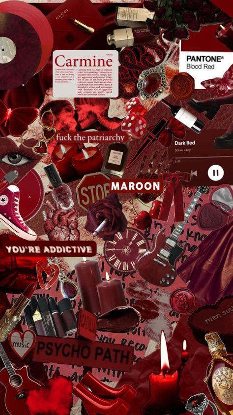 #red #darkredaesthetic #darkred #aesthetic #femmefatale #walpapercollage #collageart Maroon Aesthetic, 2000s Wallpaper, Red Collage, Wal Paper, Dark Red Wallpaper, Cherry Red Color, Rose Gold Wallpaper, Goth Wallpaper, Dark Feminine Aesthetic