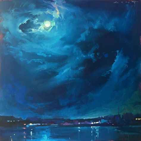 Chris Long (@long_painter) posted on Instagram: “The Endless 10”x10” Oil on cradled wood panel Available through DailyPaintWorks.com (link in profile) . Painting number six from the…” • Sep 7, 2021 at 1:10pm UTC Blue Hour Painting, Profile Painting, Night Paintings, Chris Long, Nighttime Sky, Night Sky Painting, Number Six, Art Folder, Celestial Art