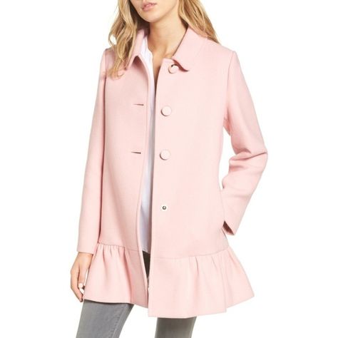 Women's Kate Spade New York Twill Peacoat ($398) ❤ liked on Polyvore featuring outerwear, coats, jasper pink, kate spade coat, pink peplum coat, peplum coats, pea coat and pink pea coat Dress Outfits Winter, Kate Spade Coat, Pink Peacoat, Trendy Winter Fashion, Winter Dress Outfits, Fall Dress Outfit, Trendy Dress Outfits, Peacoat Jacket, Pink Coat