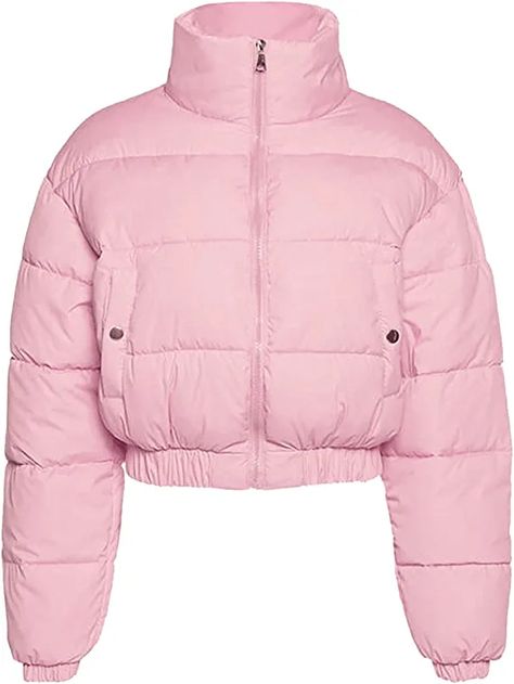 Cropped Puffer Jacket Zip Up Stand Collar Padded Winter Down Coat 4.9 out of 5 stars 20 ratings Price: $36.99 Pink Shorts Outfits, Women's Puffer Coats, Pink Puffer Jacket, Quilted Outerwear, Winter Puffer Coat, Cropped Puffer Jacket, Womens Puffer Vest, Cozy Jacket, Cold Outfits