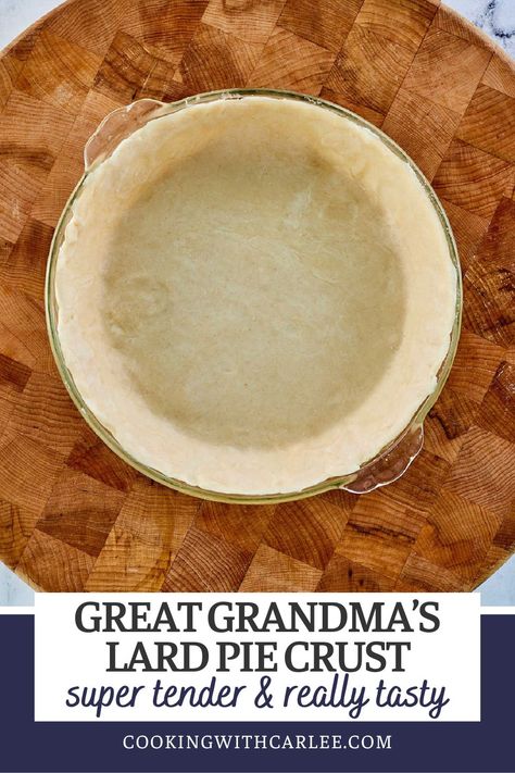 This tender flaky lard pie crust recipe is straight from my great grandma's recipe box. It practically melts in your mouth. Old Fashioned Pie Crust Recipe, Lard Pie Crust, Perfect Flaky Pie Crust, Sugar Pie Crust, Best Pie Crust Recipe, Peach Dessert Recipes, Perfect Pie Crust, Peach Desserts, Flaky Pie Crust