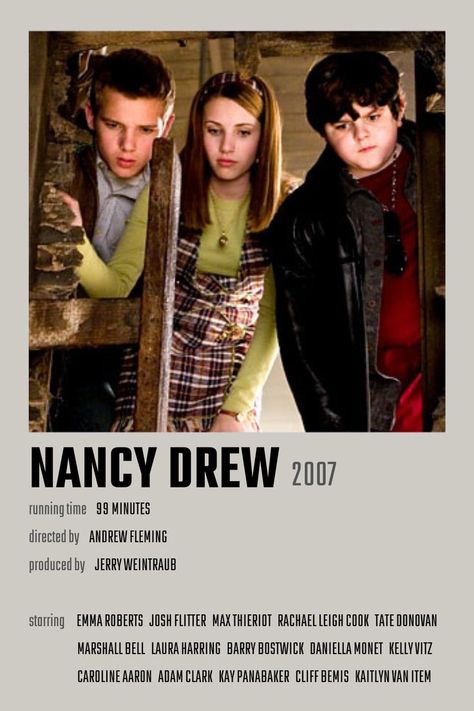 Nancy Drew Movie Poster Nancy Drew 2007, Nancy Drew Movie, Kay Panabaker, Nancy Drew Series, Rachael Leigh Cook, Daniella Monet, 100 Things To Do, Nancy Drew, Good Movies To Watch