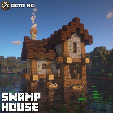 Octo the Minecraft builder on Instagram: “Here's my version of a swamp house, I was inspired by @goodtimeconnermc build (check him out) ⁣⁣⁣⁣⁣⁣⁣⁣⁣⁣⁣⁣⁣ Shaders: #BSL⁣…” Swamp Base Minecraft, Swamp House Minecraft, Minecraft Swamp Build, Minecraft Shack, Minecraft Swamp House, Minecraft Swamp, Swamp Shack, Minecraft Structures, Minecraft House Plans