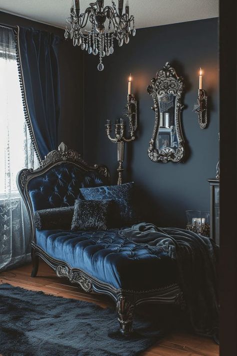 Bedroom Academia, Universe Decor, Spooky Interior, Gothic Room Ideas, Gothic Decor Bedroom, Purple Living Room, Goth Things, Gothic Room, Houston Street