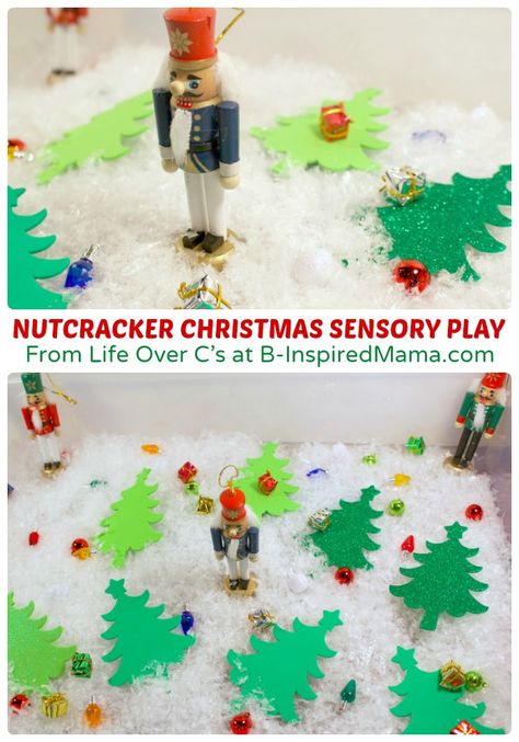 Nutcracker Christmas Sensory Play for Kids - B-Inspired Mama Nutcracker Sensory Bin, Nutcracker Activities, Christmas Sensory Play, Nutcracker Movie, Christmas Science Activities, Homeschool Christmas, Nutcracker Crafts, Nutcracker And The Four Realms, Sensory Bin Play