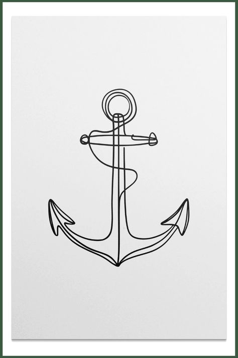 Discover the beauty of minimalistic line art with this stunning printable art print. The simplicity and elegance of continuous line artwork make it a timeless addition to any space. This printable poster captures the essence of modern design, perfect for adding a touch of sophistication to your home decor. Elevate your walls with the clean and captivating lines of this unique piece! Anchor Line Art, Minimalistic Line Art, Line Art Printable, Elegant Artwork, Nautical Home Decor, Line Artwork, Home Decor Modern, Printable Art Prints, Nautical Home