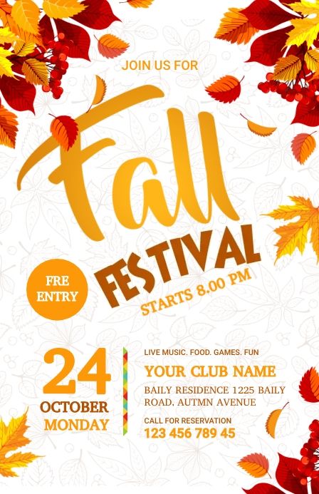 Fall Festival Template Free, Harvest Festival Flyer, Fall Festival Flyer Ideas, Fall Festival Poster Ideas, Fall Festival Flyer Template Free, Graphic Design Party Poster, Autumn Poster Design, Fall Festival Poster, Tabloid Cover